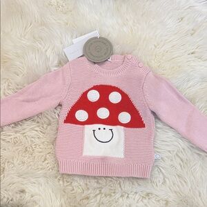 Stella McCartney Pink Sweater with Red Mushroom Design 12 months